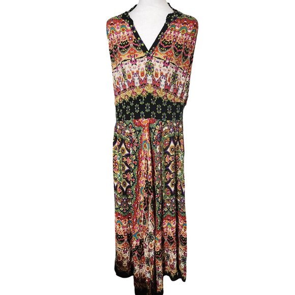 Bohemian Sleeveless V-Neck Maxi Dress By Bila XL - Picture 1 of 7